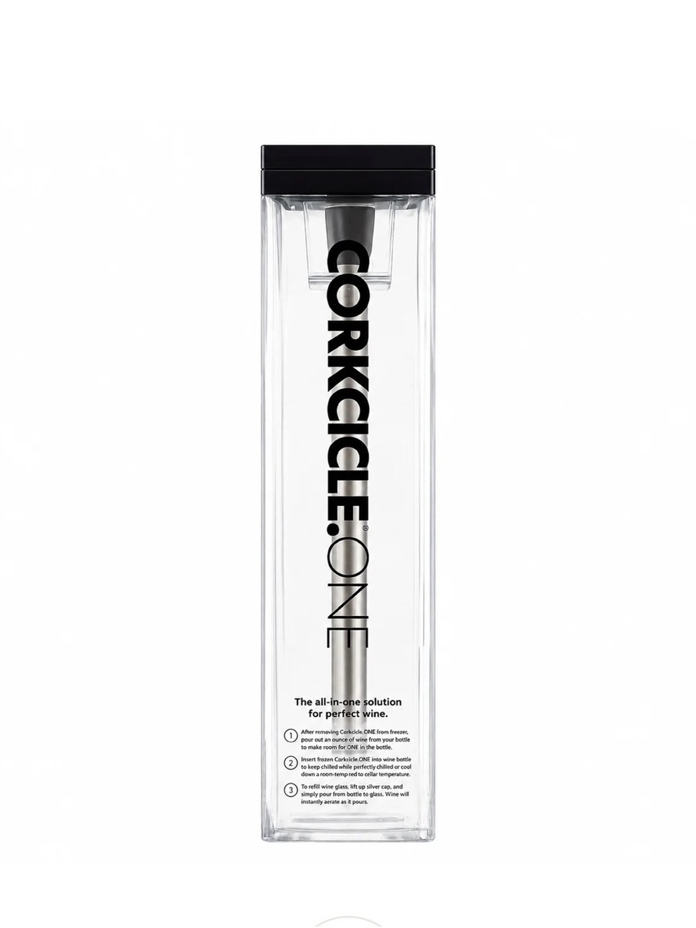 Corkcicle ONE Wine Aerator & Chiller - Clear with Black Accents